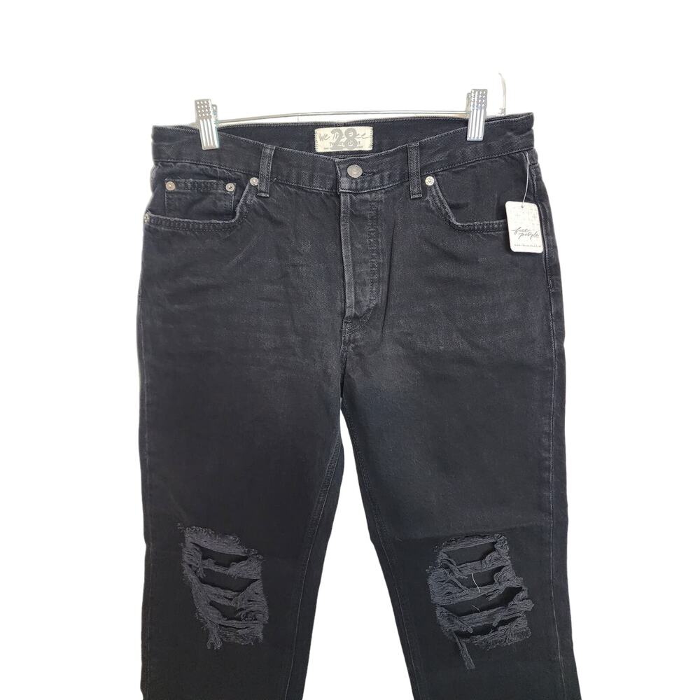 Free People We the Free Maddie Midrise Straight Distressed Jeans Washed Black 29 - Picture 5 of 10